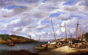 Eugene Boudin : Douarnenez, Fishing Boats at Dockside